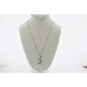 Estate Sale 10k White Gold Diamond Pendant Chain Necklace 0.55 TCW